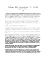 Challenges of the Construction of a New Morality Luiz Gushikan